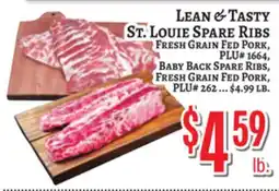 Trade Fair Supermarket LEAN & TASTY ST. LOUIE SPARE RIBS, FRESH GRAIN FED PORK offer