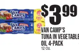 Extra Supermarket VAN CAMP'S TUNA IN VEGETABLE OIL 4-PACK offer