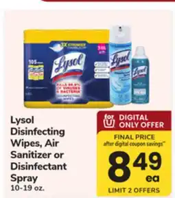 ACME Lysol Disinfecting Wipes, Air Sanitizer or Disinfectant Spray offer