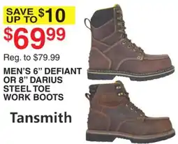 Dunham's Sports TANSMITH MEN'S 6 DEFYANT OR 8 DARIUS STEEL TOE WORK BOOTS offer
