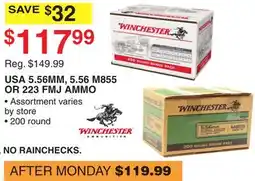 Dunham's Sports WINCHESTER USA 5.56MM, 5.56 M855 OR 223 FMJ AMMO offer