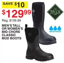 Dunham's Sports MEN'S TALL OR WOMEN'S MID CHORE CLASSIC MUD BOOTS offer