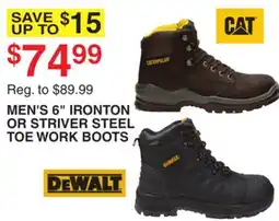 Dunham's Sports MEN'S 6 IRONTON OR STRIVER STEEL TOE WORK BOOTS offer