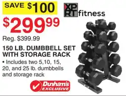 Dunham's Sports XPRT FITNESS 150 LB. DUMBBELL SET WITH STORAGE RACK offer