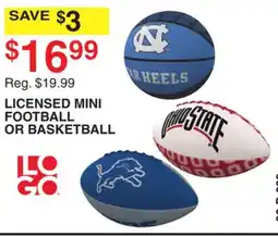 Dunham's Sports LOGO LICENSED MINI FOOTBALL OR BASKETBALL offer