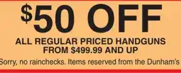 Dunham's Sports ALL REGULAR PRICED HANDGUNS offer