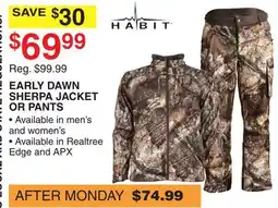 Dunham's Sports EARLY DAWN SHERPA JACKET OR PANTS offer