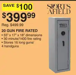 Dunham's Sports SPORTS AFIELD 20 GUN FIRE RATED offer