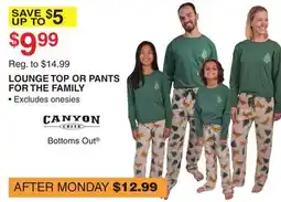 Dunham's Sports LOUNGE TOP OR PANTS FOR THE FAMILY offer