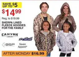 Dunham's Sports SHERPA LINED FLEECE HOODIES FOR THE FAMILY offer