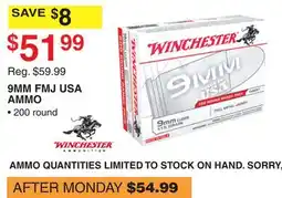 Dunham's Sports 9MM FMJ USA AMMO offer