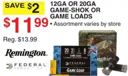 Dunham's Sports REMINGTON 12GA OR 20GA GAME-SHOK OR GAME LOADS offer