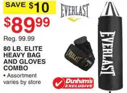 Dunham's Sports 80 LB. ELITE HEAVY BAG AND GLOVES COMBO offer