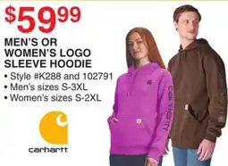 Dunham's Sports CARHARTT MEN'S OR WOMEN'S LOGO SLEEVE HOODIE offer