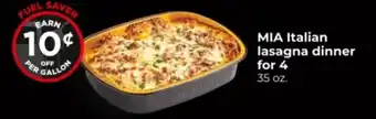 Mia Italian lasagna dinner