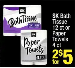 Super King Markets SK Bath Tissue 12 ct or Paper Towels 4 ct offer