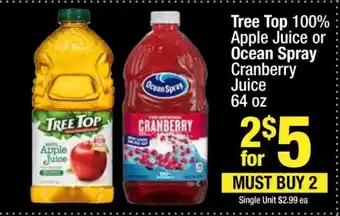 Tree Top 100% Apple Juice or Ocean Spray Cranberry Juice