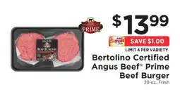 ShopRite Bertolino Certified Angus Beef Prime Beef Burger offer