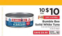 ShopRite Bumble Bee Solid White Tuna offer