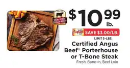 ShopRite Certified Angus Beef Porterhouse or T-Bone Steak offer
