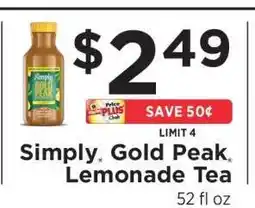 ShopRite Simply Gold Peak Lemonade Tea offer