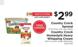 ShopRite Country Crock Spread / Country Crock Homestyle Heavy Whipping Cream offer