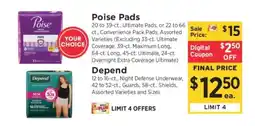 ShopRite Poise Pads or Depend offer