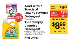 ShopRite Ariel With A Touch of Downy Powder Detergent / Tide Simply Laundry Detergent offer