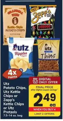 Safeway Utz Potato Chips, Utz Kettle Chips or Zapp's Kettle Chips or Utz Pretzels offer