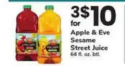 Safeway Apple & Eve Sesame Street Juice offer
