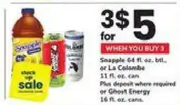 Safeway Snapple or La Colombe or Ghost Energy offer