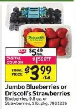 Stop&Shop Jumbo Blueberries or Driscoll's Strawberries offer