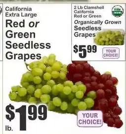 Key Food California Extra Large Red or Green Seedless Grapes offer