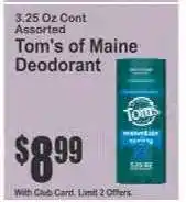 Key Food Tom's of Maine Deodorant offer