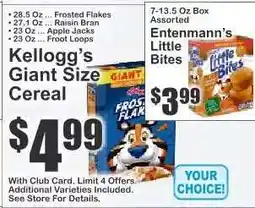Key Food Kellogg's Giant Size Cereal offer