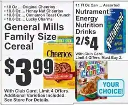 Key Food General Mills Family Size Cereal offer