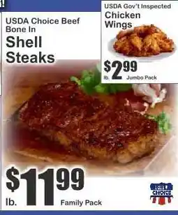 Key Food USDA Choice Beef Bone In Shell Steaks offer