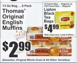 Key Food Thomas’ Original English Muffins offer