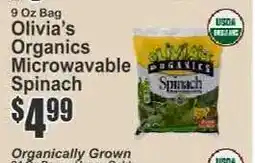 Key Food Olivia’s Organics Microwavable Spinach offer