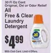 Key Food All Free & Clear Laundry Detergent offer