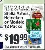 Key Food Stella Artois, Heineken or Modelo 12 Packs offer