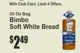 Key Food Bimbo Soft White Bread offer