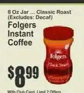 Key Food Folgers Instant Coffee offer
