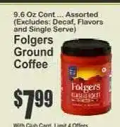 Key Food Folgers Ground Coffee offer