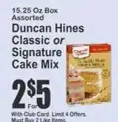 Key Food Duncan Hines Classic or Signature Cake Mix offer