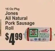 Key Food Jones All Natural Pork Sausage Roll offer