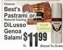 Key Food Best's Pastrami or DiLusso Genoa Salami offer