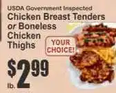 Key Food Chicken Breast Tenders or Boneless Chicken Thighs offer