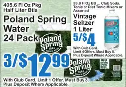 SuperFresh Poland Spring Water, Vintage Seltzer offer