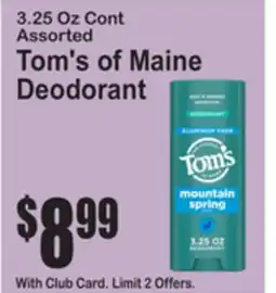 SuperFresh Tom's of Maine Deodorant offer